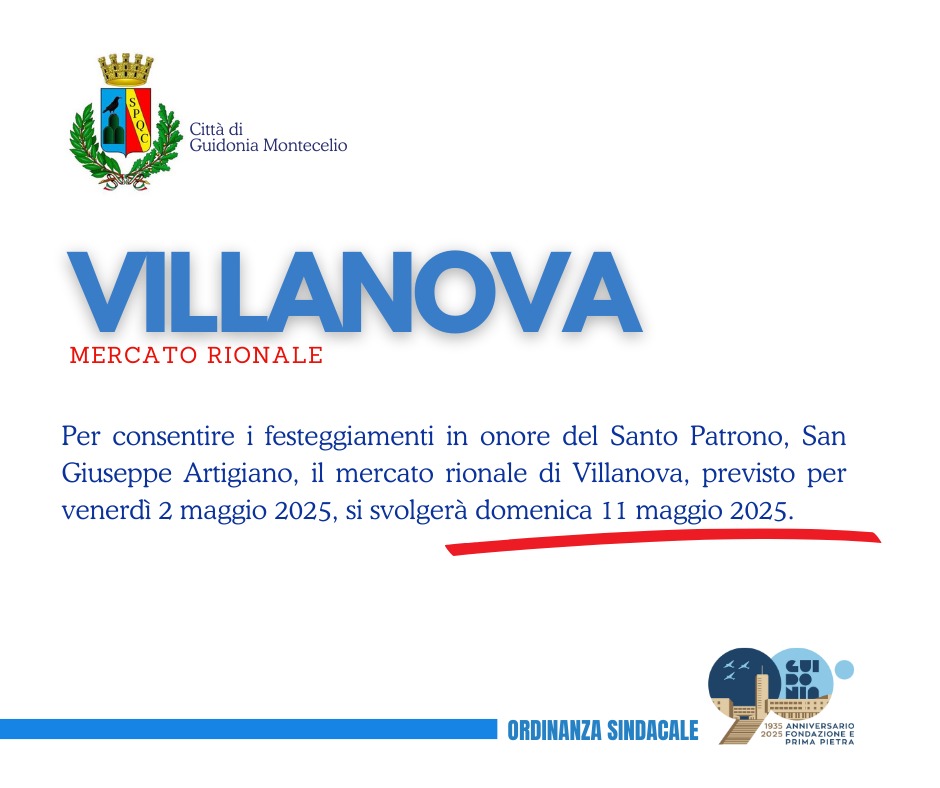 immagine contenente l'informazione dello spostamento del mercato di Villanova